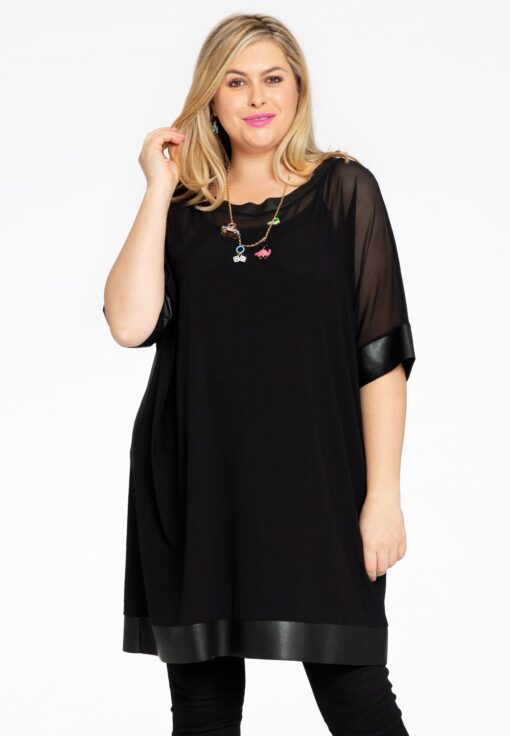 Yoek Tuniek wijd mousse/faux leather | Zwart | Maat 38/40