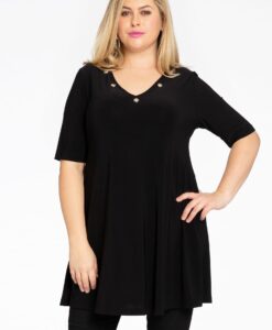 Yoek Tuniek wide bottoms | Zwart | Maat 46/48