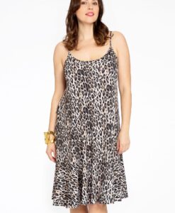 Yoek Spaghetti jurk | Bruin | Maat 38/40