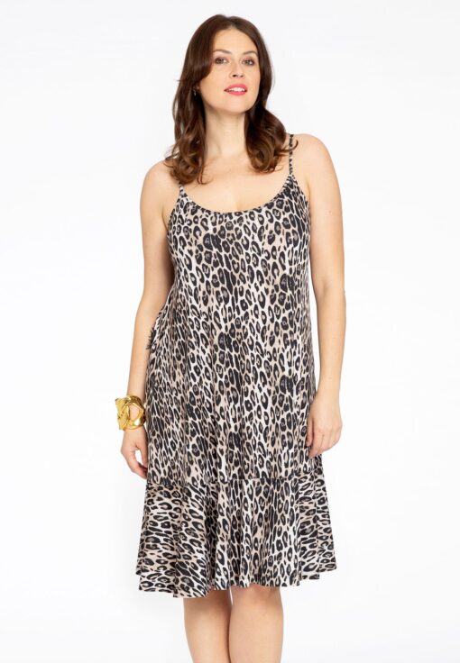 Yoek Spaghetti jurk | Bruin | Maat 38/40