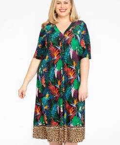 Yoek Geplooide jurk PARADISE LEO | Multi | Maat 46/48