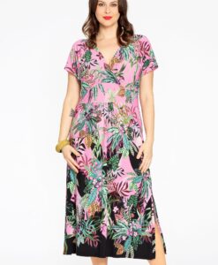 Yoek Midi-jurk WILDERNESS | Roze | Maat 50/52