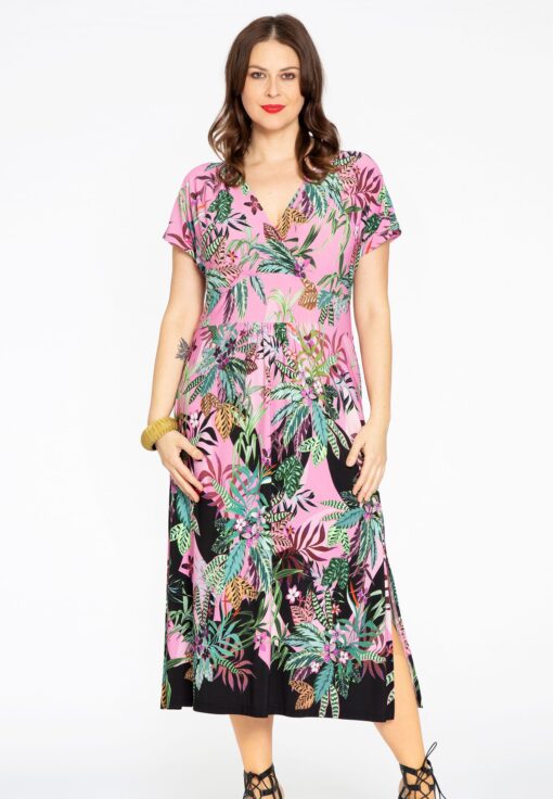 Yoek Midi-jurk WILDERNESS | Roze | Maat 50/52