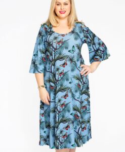 Yoek Jurk met wijde mouwen PAPILLON | Blauw | Maat 50/52