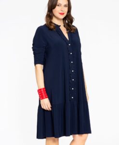 Yoek Jurk met volants en ruches | Blauw | Maat 38/40