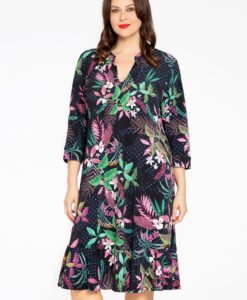 Yoek Jurk met volants TROPIC DOTS | Blauw | Maat 42/44