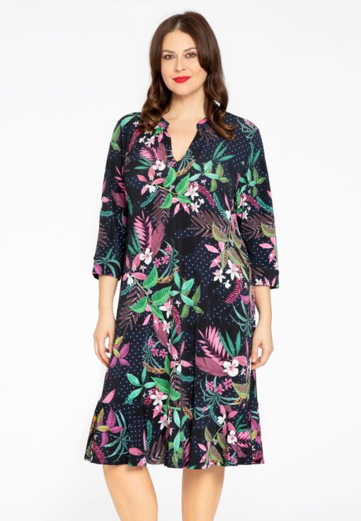 Yoek Jurk met volants TROPIC DOTS | Blauw | Maat 42/44