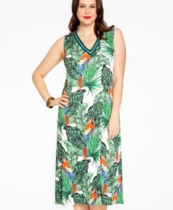 Yoek Midi-jurk met v-hals PARROT | Beige | Maat 42/44