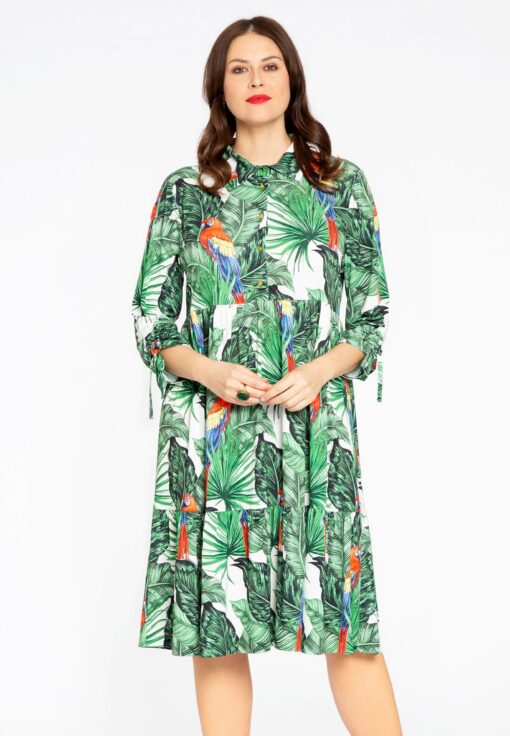 Yoek Jurk met ruches PARROT | Beige | Maat 54/56