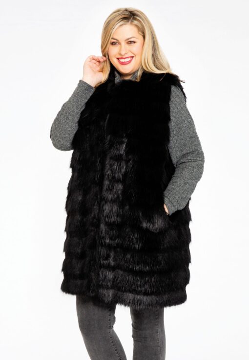 Yoek Bodywarmer fake fur | Zwart | Maat 44