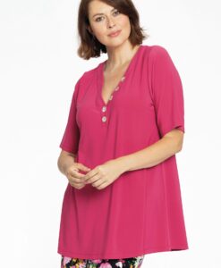Yoek Tuniek flare met knopen | Roze | Maat 50/52