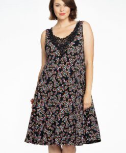 Yoek Jurk met kant RUBY | Zwart | Maat 46/48
