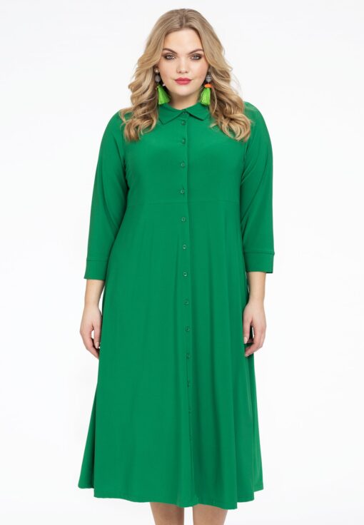Yoek Lange blouse-jurk | Groen | Maat 58/60