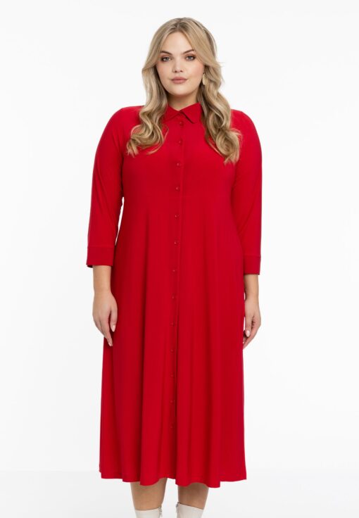 Yoek Lange blouse-jurk | Rood | Maat 38/40