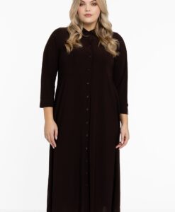 Yoek Lange blouse-jurk | Bruin | Maat 38/40