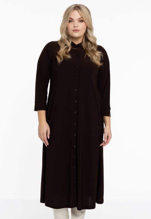 Yoek Lange blouse-jurk | Bruin | Maat 38/40