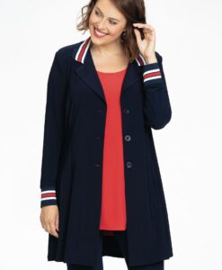 Yoek Lange blazer met biezen | Blauw | Maat 46/48