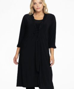 Yoek Vest met ruches | Zwart | Maat 50/52
