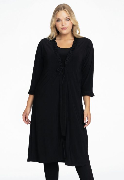 Yoek Vest met ruches | Zwart | Maat 50/52