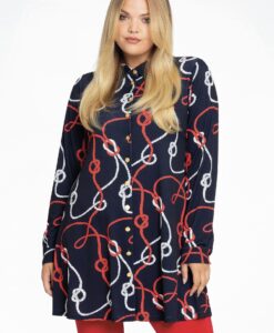Yoek Blouse wijd A-lijn NAUTIQUE | Blauw | Maat 38/40