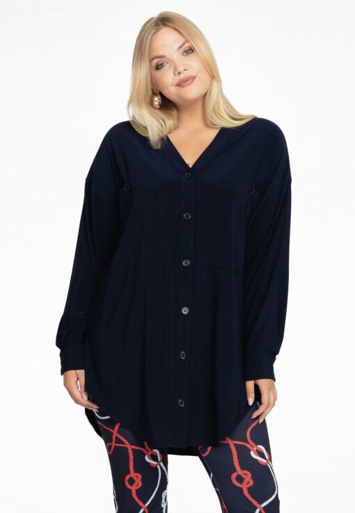 Yoek Blouse wijd | Blauw | Maat 50/52