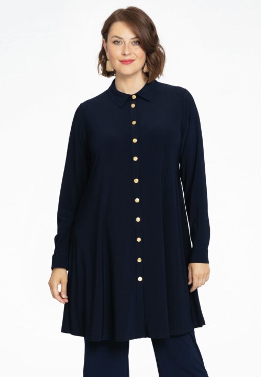 Yoek Blouse wijd A-lijn | Blauw | Maat 46/48