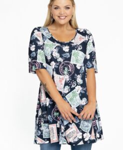 Yoek Tuniek wide bottom STAMPS | Blauw | Maat 58/60