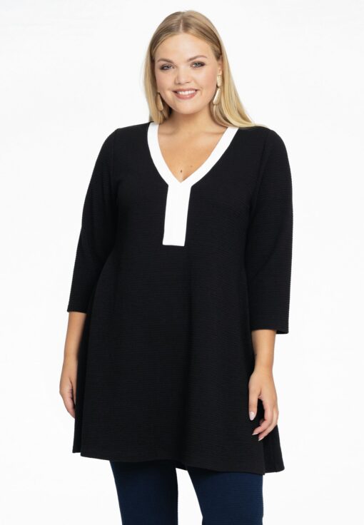 Yoek Tuniek wide bottom V-halslijn | Zwart | Maat 42/44