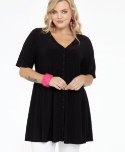 Yoek Tuniek wide bottom geknoopt | Zwart | Maat 38/40