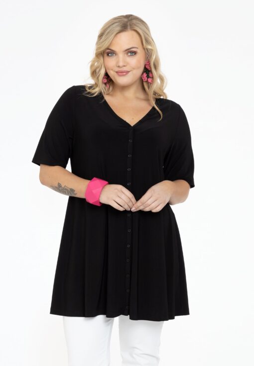 Yoek Tuniek wide bottom geknoopt | Zwart | Maat 38/40
