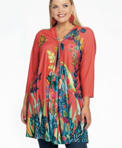 Yoek Tuniek wide bottom geplooid GISELLE | Rood | Maat 38/40