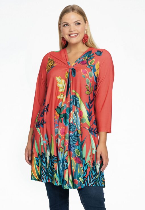 Yoek Tuniek wide bottom geplooid GISELLE | Rood | Maat 38/40