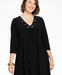 Yoek Tuniek wide bottom met strik | Zwart | Maat 42/44