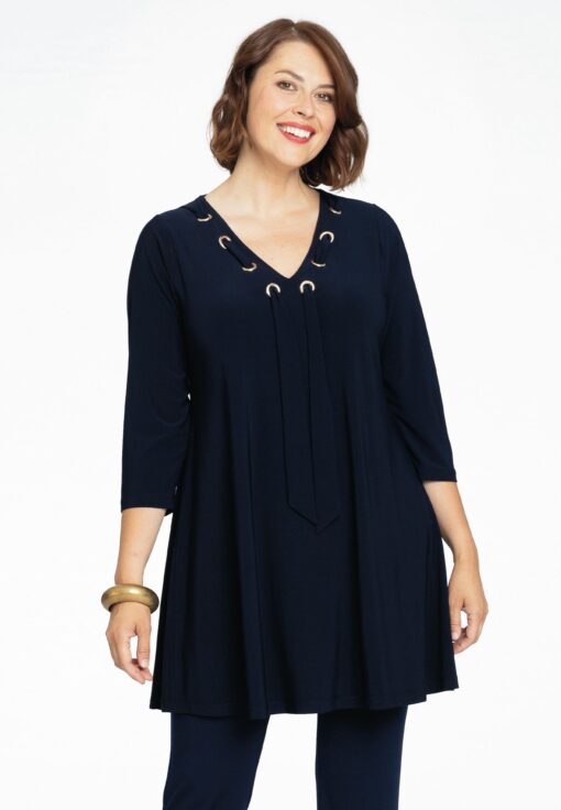 Yoek Tuniek wide bottom met strik | Blauw | Maat 50/52