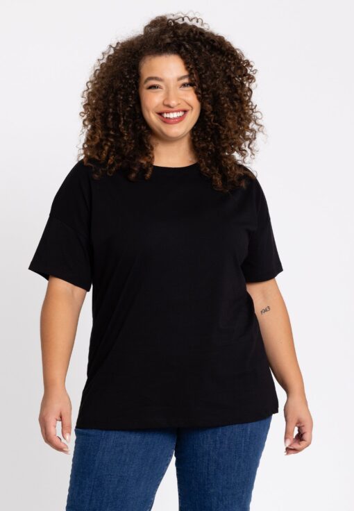 Yoek T-shirt wijd | Zwart | Maat 42/44