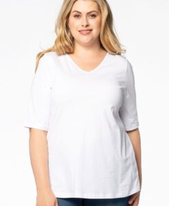 Yoek T-shirt v-hals relax fit | Wit | Maat 42/44