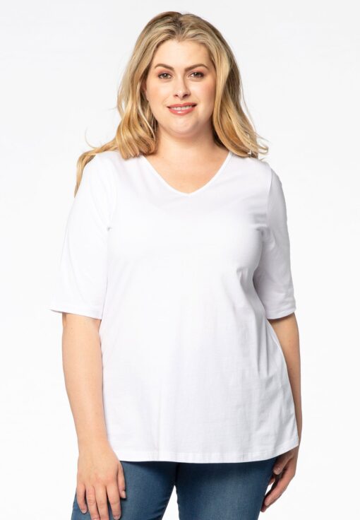 Yoek T-shirt v-hals relax fit | Wit | Maat 42/44