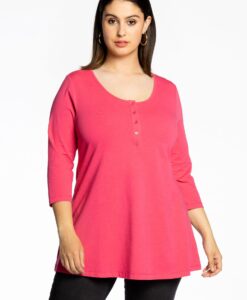 Yoek Tuniek flare fit knopen | Roze | Maat 54/56