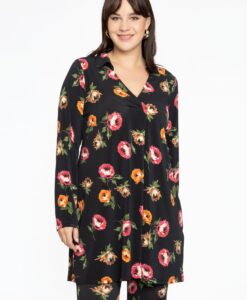 Yoek Shirt met plooi DAHLIA | Zwart | Maat 42/44
