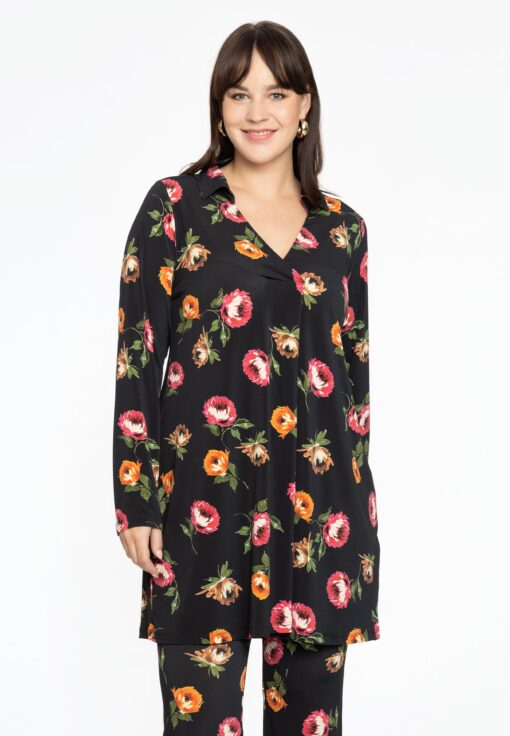Yoek Shirt met plooi DAHLIA | Zwart | Maat 42/44