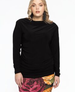 Yoek Tuniek met plooien | Zwart | Maat 38/40