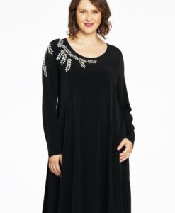 Yoek Jurk A-lijn strass | Zwart | Maat 42/44