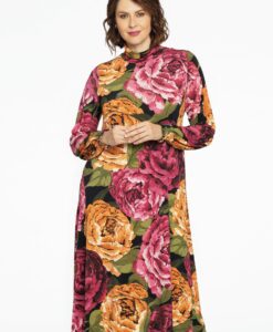 Yoek Jurk met turtle neck PEONY | Zwart | Maat 38/40