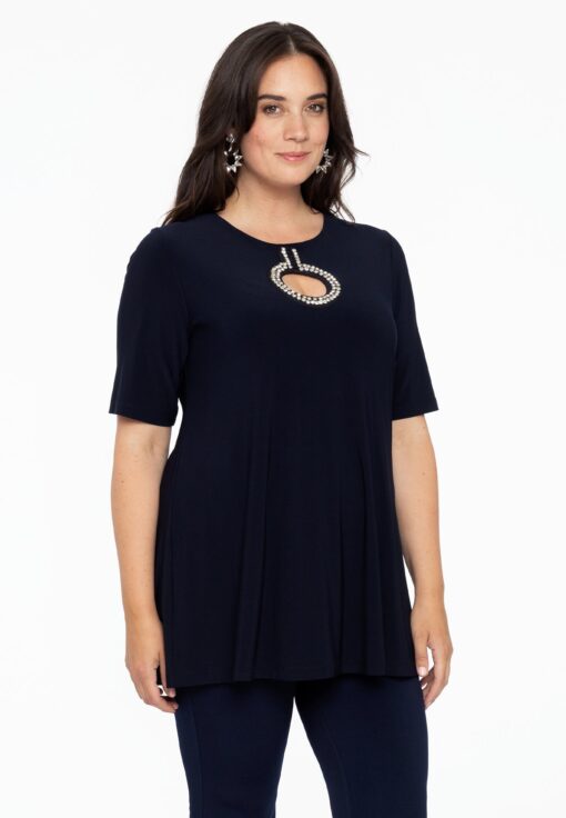Yoek Tuniek flare met ring | Blauw | Maat 46/48
