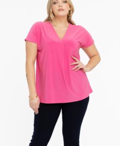 Yoek Shirt met plooi | Roze | Maat 50/52