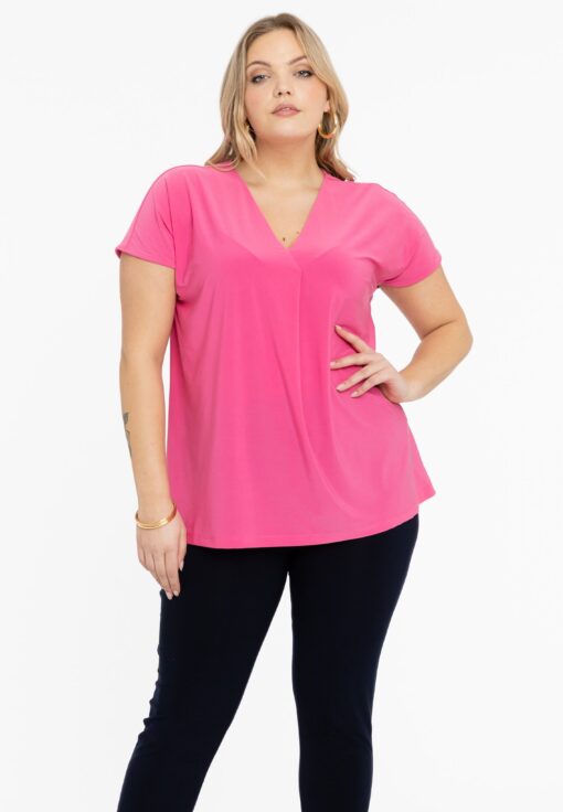 Yoek Shirt met plooi | Roze | Maat 50/52