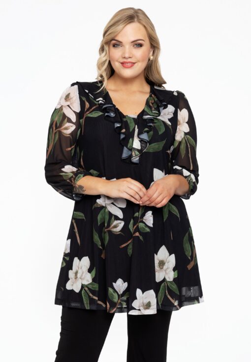 Yoek Tuniek wide bottom CAMELLIA | Zwart | Maat 42/44