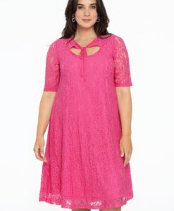 Yoek Jurk A-lijn met cut-out | Roze | Maat 54/56