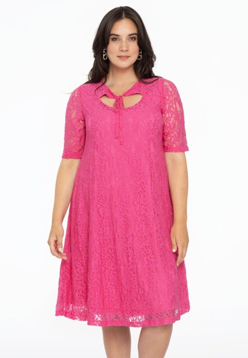 Yoek Jurk A-lijn met cut-out | Roze | Maat 54/56