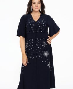Yoek Jurk met cirkelmouw | Blauw | Maat 42/44